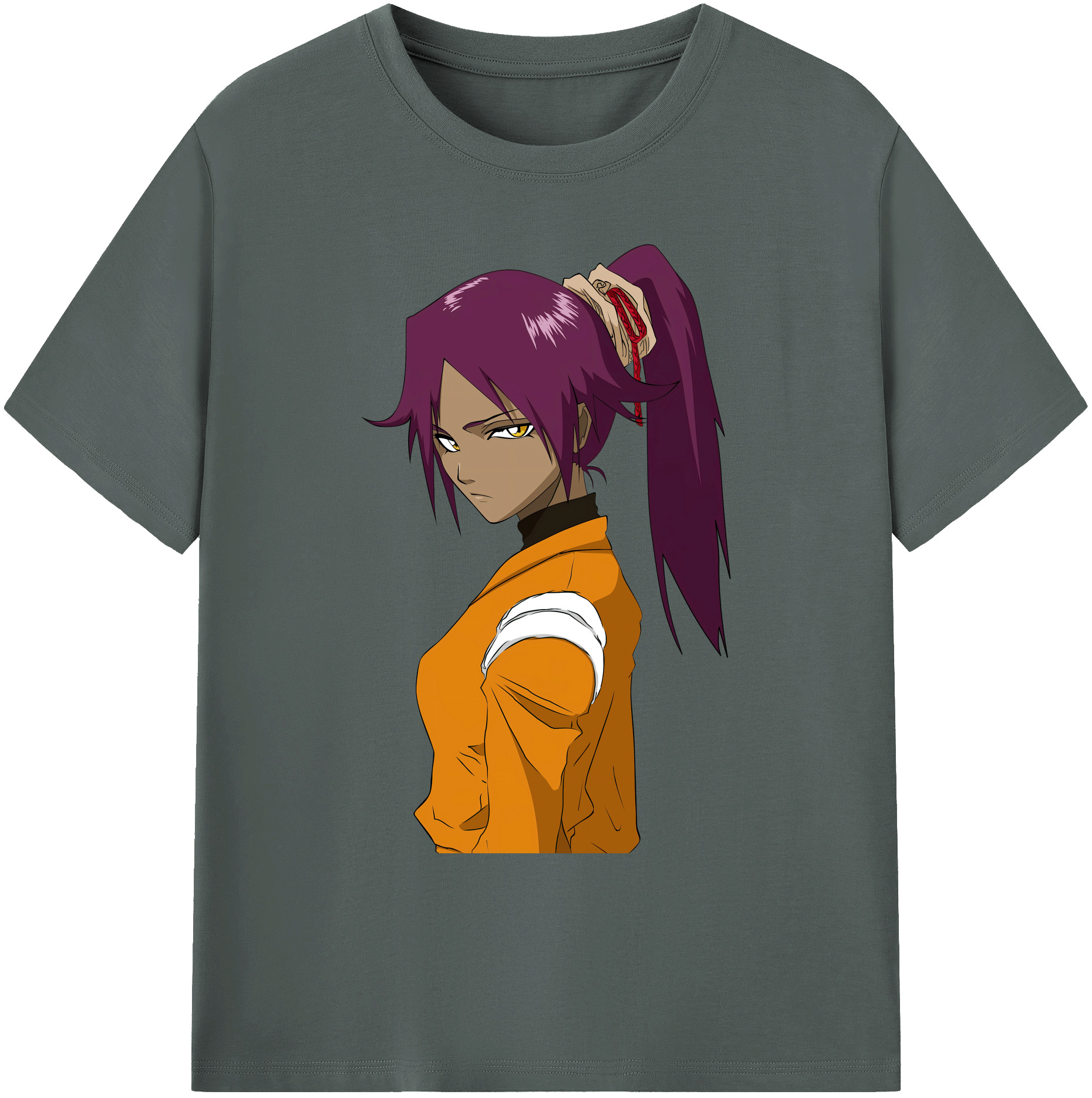 （画像用） ブリーチ 四楓院 夜一（しほういん よるいち） BLEACH Shihouin Yoruichi 綿100％ メンズ半袖Tシャツ｜肌触りやわらか＆通気性
